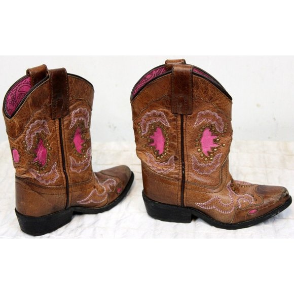 Smokey Mountain Cowboy Cowgirl boots Western Pink Girls 8.5R Country Horseback - Picture 5 of 10